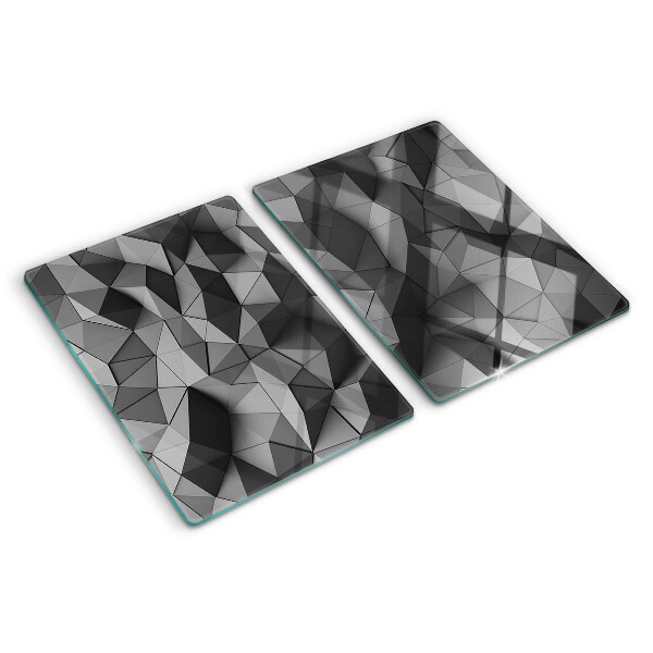 Szklana deska do krojenia z abstrakcyjnym wzorem geometrycznym w odcieniach szarości
