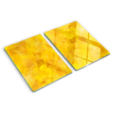 Szklana deska kuchenna z motywem żółtej mozaiki geometrycznej
