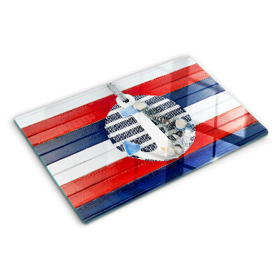 Szklana deska kuchenna z nadrukiem kotwicy na tle pasiastym