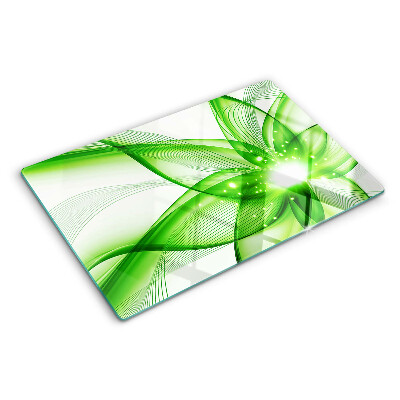 Deska kuchenna szklana z motywem zielonych abstrakcyjnych fal