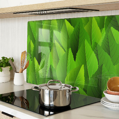 Szklana deska do krojenia z motywem liści w odcieniach zieleni