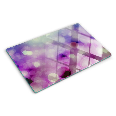 Szklana deska do krojenia z motywem bokeh w odcieniach fioletu i różu