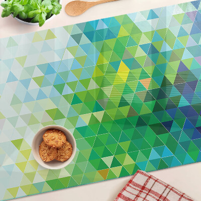 Szklana deska kuchenna z motywem geometrycznych, kolorowych trójkątów
