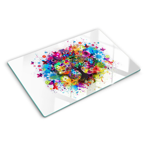 Szklana deska kuchenna z nadrukiem kolorowego drzewa życia
