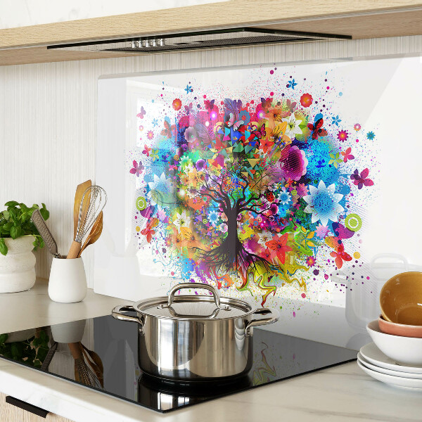 Szklana deska kuchenna z nadrukiem kolorowego drzewa życia