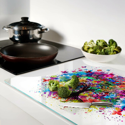 Szklana deska kuchenna z nadrukiem kolorowego drzewa życia