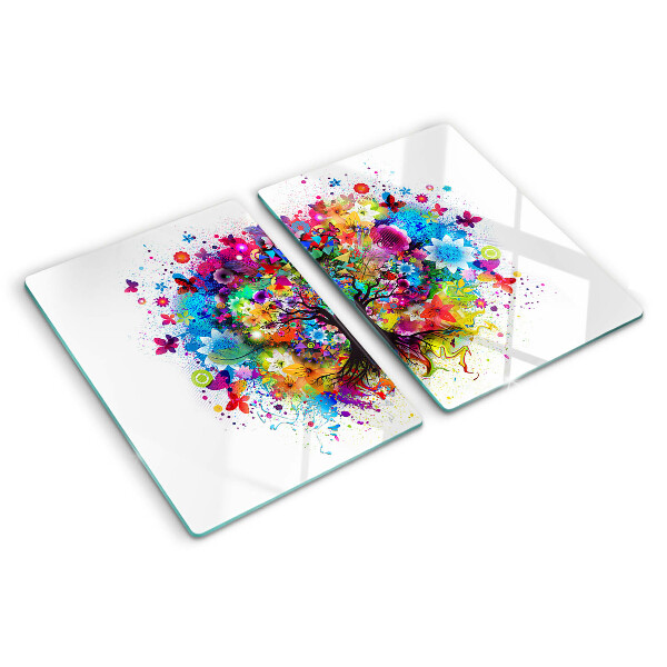 Szklana deska kuchenna z nadrukiem kolorowego drzewa życia