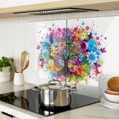 Szklana deska kuchenna z nadrukiem kolorowego drzewa życia