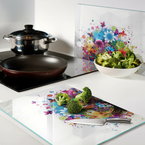 Szklana deska kuchenna z nadrukiem kolorowego drzewa życia