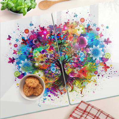 Szklana deska kuchenna z nadrukiem kolorowego drzewa życia