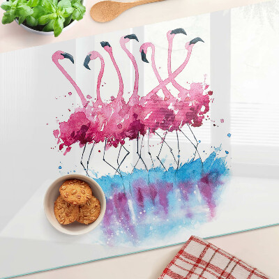 Deska kuchenna szklana z motywem flamingów w akwarelowym stylu
