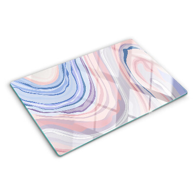 Deska kuchenna szklana z motywem marmurkowym w pastelowych kolorach