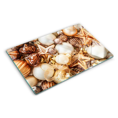 Szklana deska kuchenna z motywem świątecznych ozdób i bombek