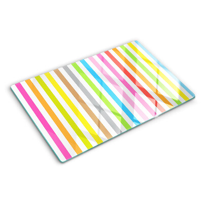 Szklana deska kuchenna z nadrukiem pasków w kolorach tęczy