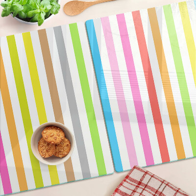 Szklana deska kuchenna z nadrukiem pasków w kolorach tęczy