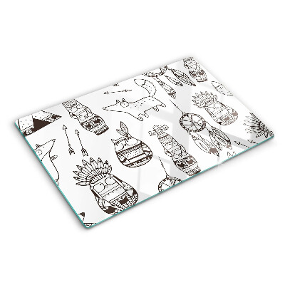 Deska kuchenna szklana z motywem etnicznym ze zwierzętami