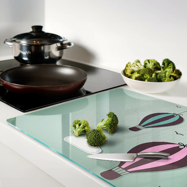 Szklana deska do krojenia z motywem balonów na gorące powietrze