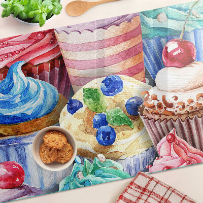 Szklana deska kuchenna Babeczki i kolorowe wypieki