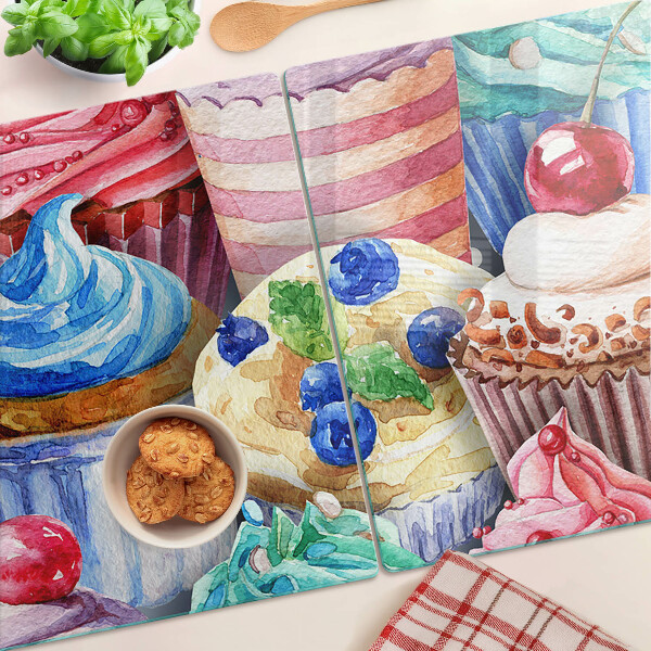 Szklana deska kuchenna Babeczki i kolorowe wypieki