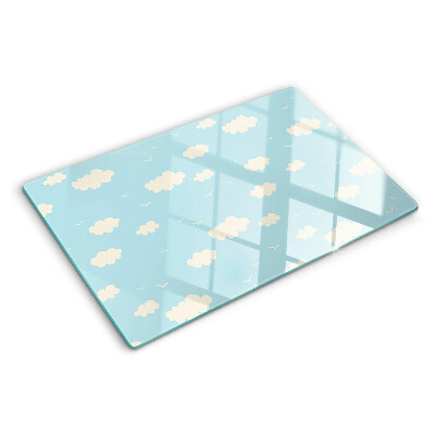 Deska kuchenna szklana z motywem chmur na niebie