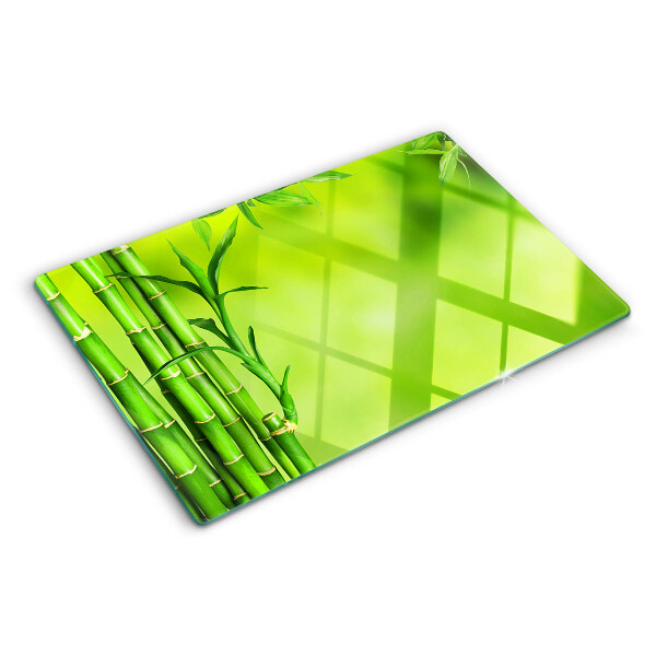 Szklana deska do krojenia z bambusowym wzorem na zielonym tle