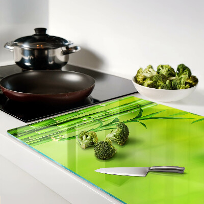 Szklana deska do krojenia z bambusowym wzorem na zielonym tle