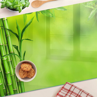Szklana deska do krojenia z bambusowym wzorem na zielonym tle