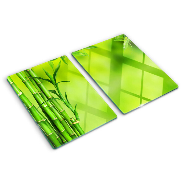 Szklana deska do krojenia z bambusowym wzorem na zielonym tle