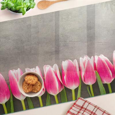 Szklana deska do krojenia Tulipany na szarym tle