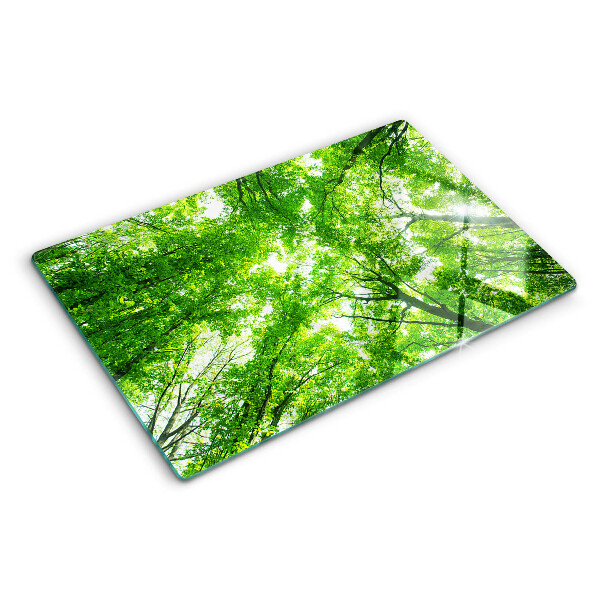 Deska kuchenna szklana z nadrukiem przedstawiającym lasy i zieleń drzew