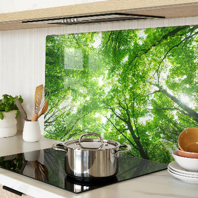 Deska kuchenna szklana z nadrukiem przedstawiającym lasy i zieleń drzew