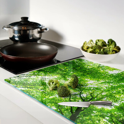 Deska kuchenna szklana z nadrukiem przedstawiającym lasy i zieleń drzew