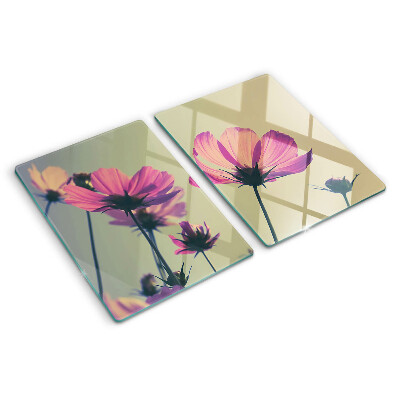 Szklana deska kuchenna z motywem kwiatów w pastelowych odcieniach