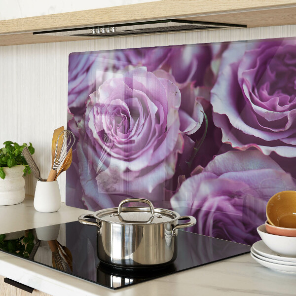 Deska kuchenna szklana z motywem róż w odcieniach fioletu