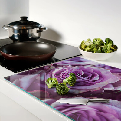 Deska kuchenna szklana z motywem róż w odcieniach fioletu