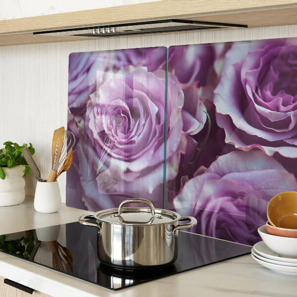 Deska kuchenna szklana z motywem róż w odcieniach fioletu