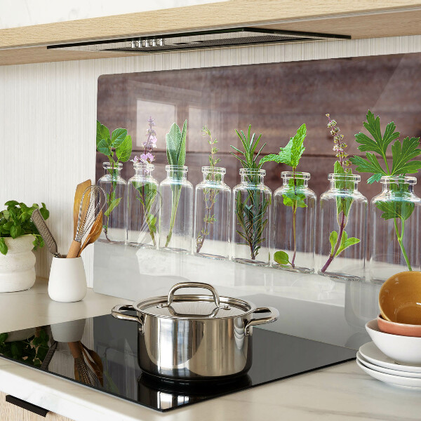 Deska kuchenna szklana z nadrukiem przedstawiającym rośliny w butelkach