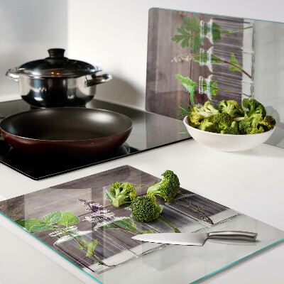 Deska kuchenna szklana z nadrukiem przedstawiającym rośliny w butelkach