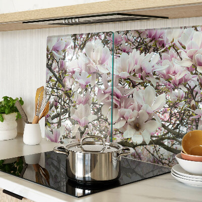 Deska kuchenna szklana z nadrukiem w kwiaty magnolii