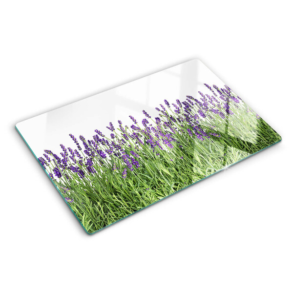Szklana deska kuchenna z motywem lawendowego pola w słońcu