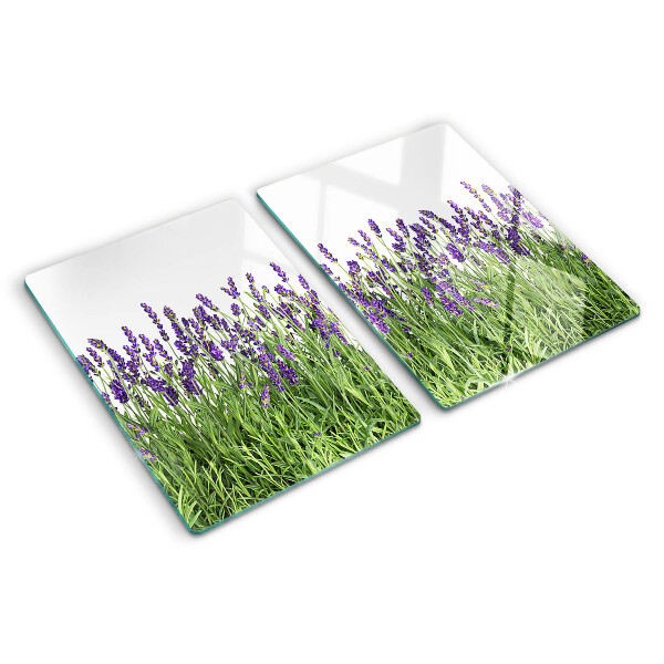 Szklana deska kuchenna z motywem lawendowego pola w słońcu