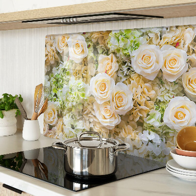 Deska kuchenna szklana z motywem kwiatów w pastelowych odcieniach