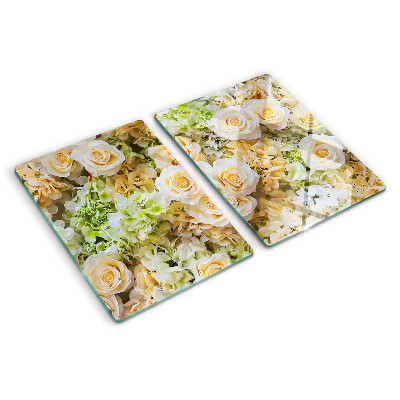 Deska kuchenna szklana z motywem kwiatów w pastelowych odcieniach