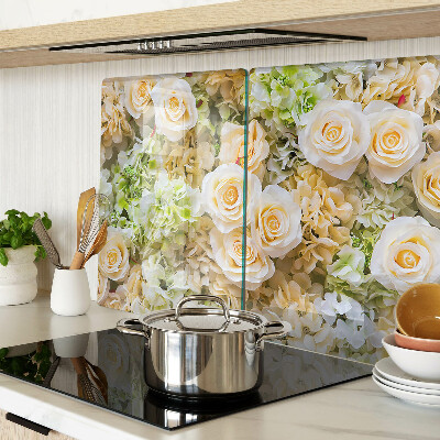 Deska kuchenna szklana z motywem kwiatów w pastelowych odcieniach