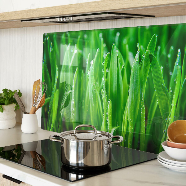 Szklana deska do krojenia z motywem trawy z kroplami wody