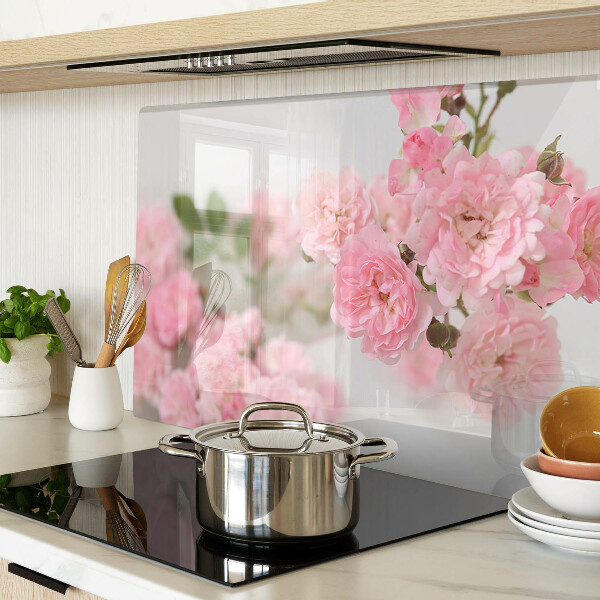 Szklana deska do krojenia z motywem różowych kwiatów we wazonie