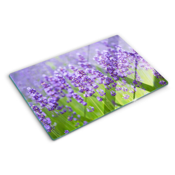 Szklana deska kuchenna z motywem lawendowego pola