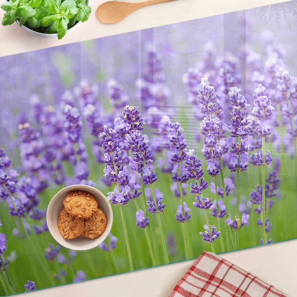 Szklana deska kuchenna z motywem lawendowego pola