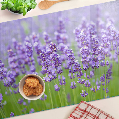 Szklana deska kuchenna z motywem lawendowego pola