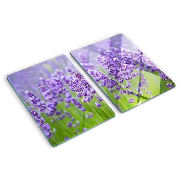 Szklana deska kuchenna z motywem lawendowego pola